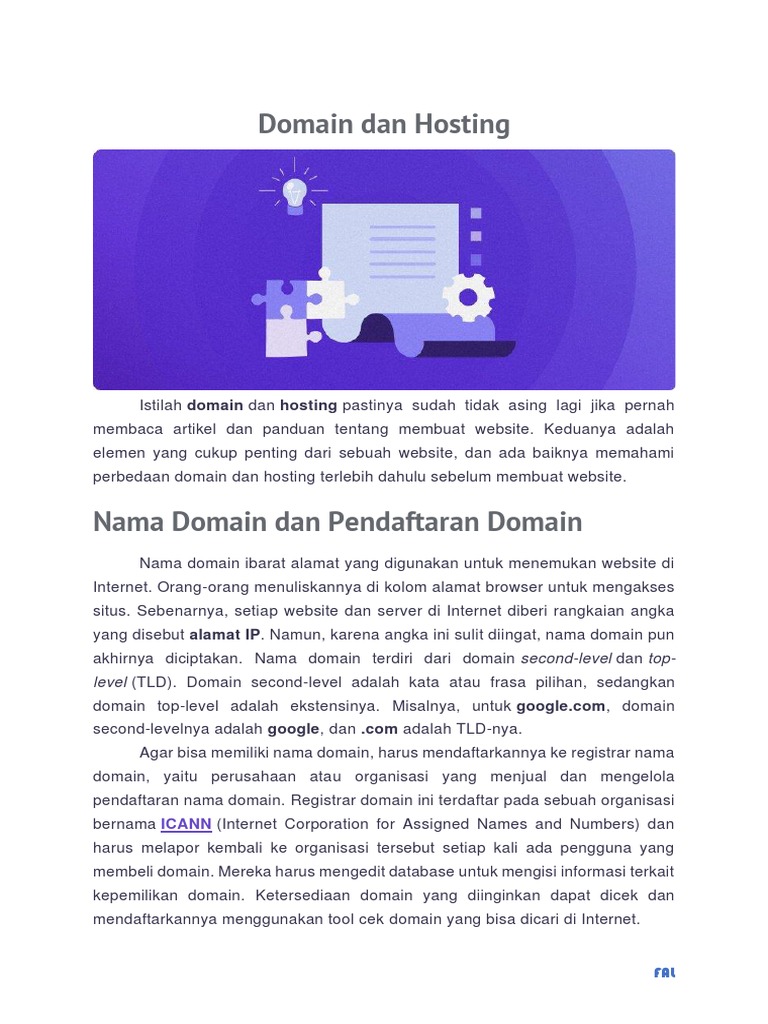 Perbedaan Domain dan Hosting Website | PDF | Komputer