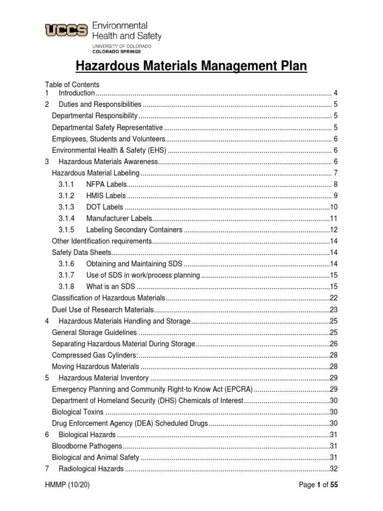 UCCS Hazardous Materials Management Plan 1 PDF