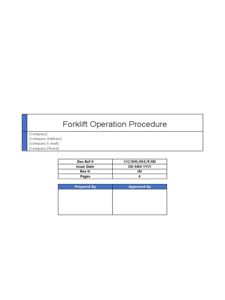 Guidance for Safe Forklift Operation A Comprehensive Procedure Document Outlining