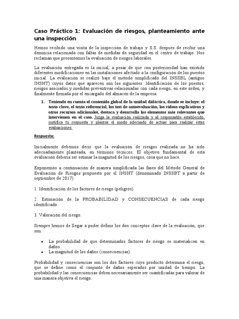 Caso Práctico 1 Pdf Evaluación Riesgo