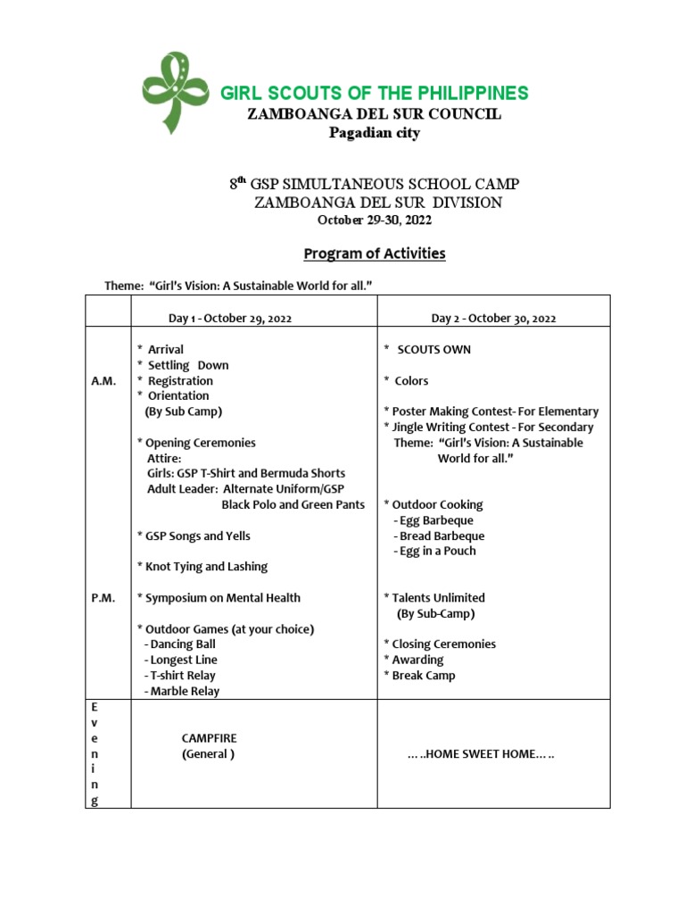 GSP School Camp Program Overview | PDF
