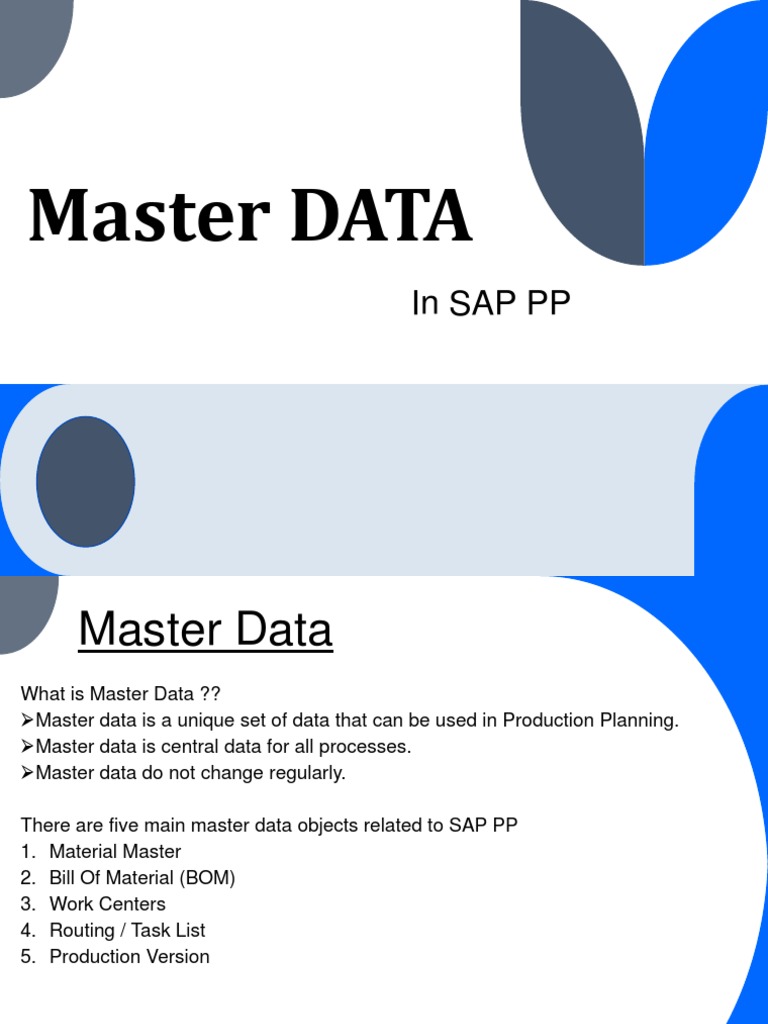 Master Data SAP PP | PDF | Production And Manufacturing | Information ...