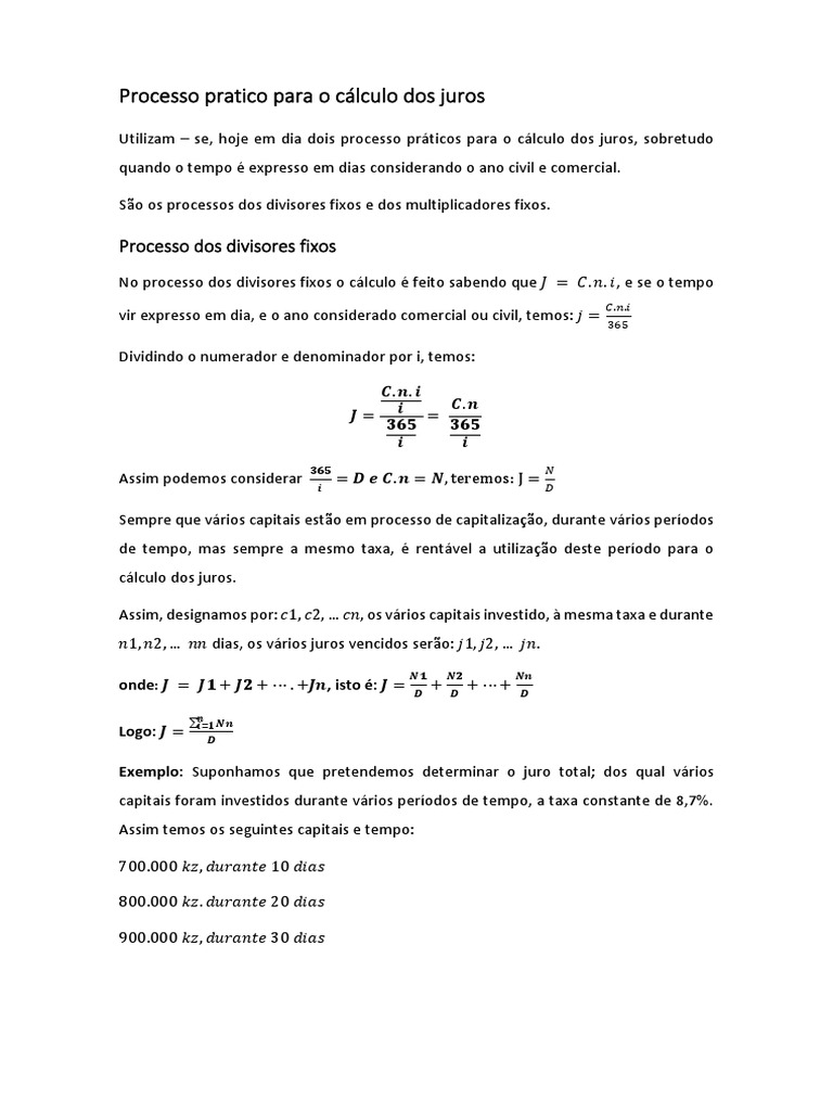 Cálculo de Juros Fixos Estratégicos | PDF | Juros | Cálculo