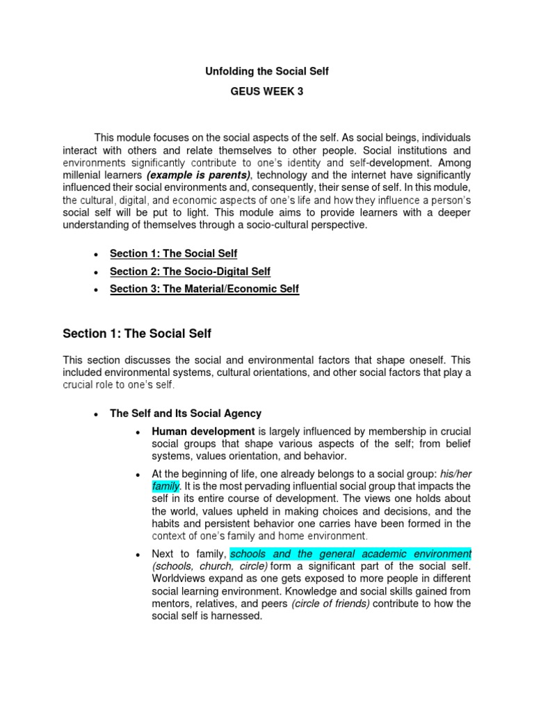 Understanding the Social Self | PDF | Identity (Social Science) | Self