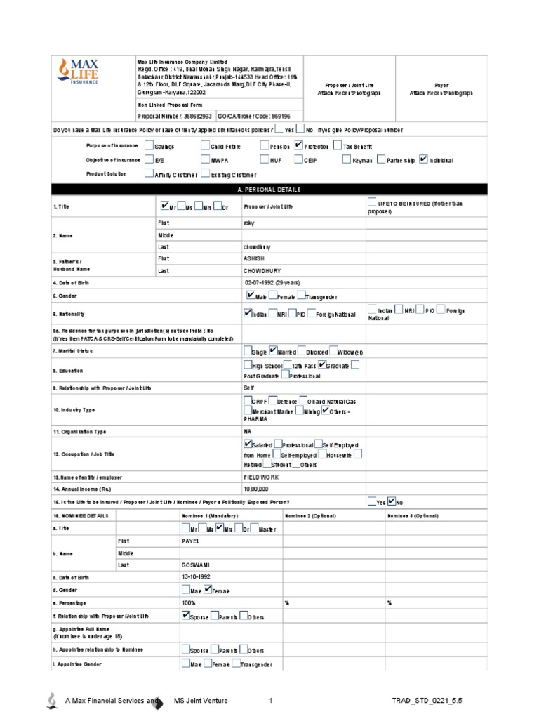 Proposal Form | PDF | Insurance | Banks