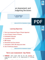 Term Loan Assessment and Capital Budgeting Decisions: R. Kanchanamala Faculty, Iibf