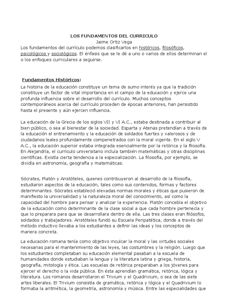 Fundamentos del Currículo Educativo | PDF | Aprendizaje | Plan de estudios