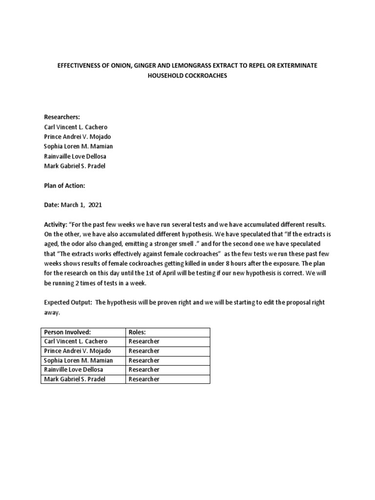 Effectiveness of Onion, Ginger and Lemongrass Extract To Repel or