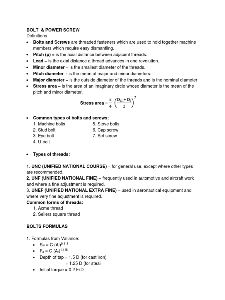 Bolt & Power Screw PDF Screw Mechanical Engineering