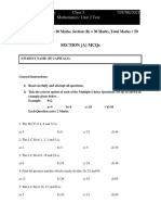 Class 5 Math Unit 2 Test Factors and Multiples MCQs + Subjective