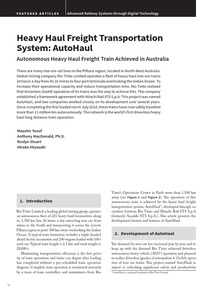 Rio Tinto's AutoHaul: Autonomous Train System | PDF | Train | Rail ...