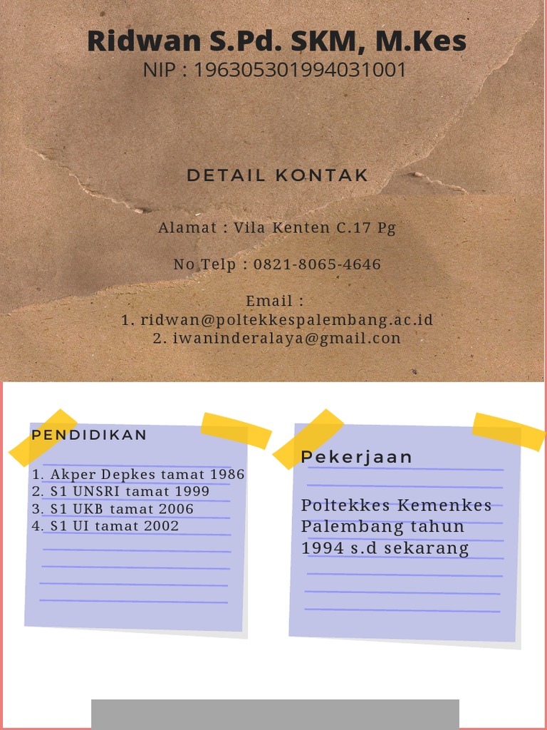 Ridwan S.Pd. SKM, M.Kes: Detail Kontak | PDF