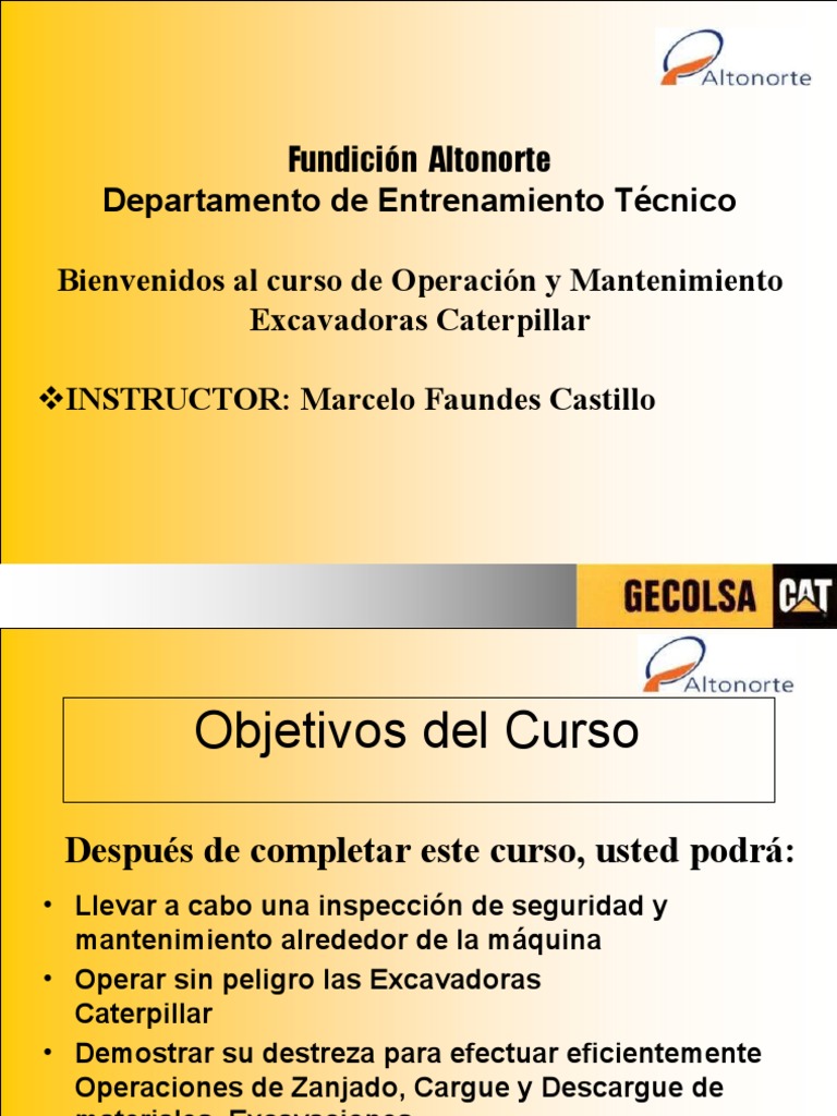 Curso Inspeccion Pre Operacion Estacion Operador Excavadoras ...