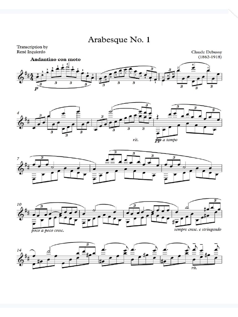 Arabesque No.1 Debussy Guitarra PDF