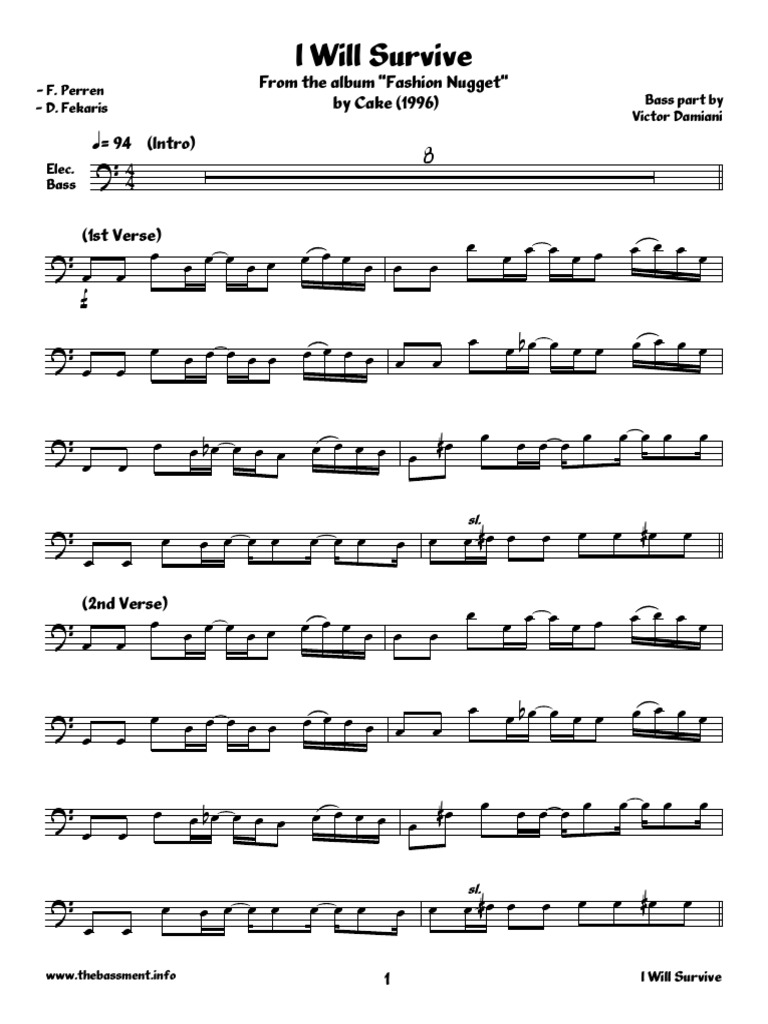 Cake I Will Survive Notation PDF