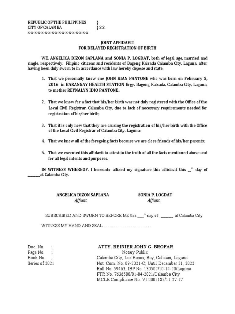 1JOINT AFFIDAVIT of Delayed Registration of Birth PDF