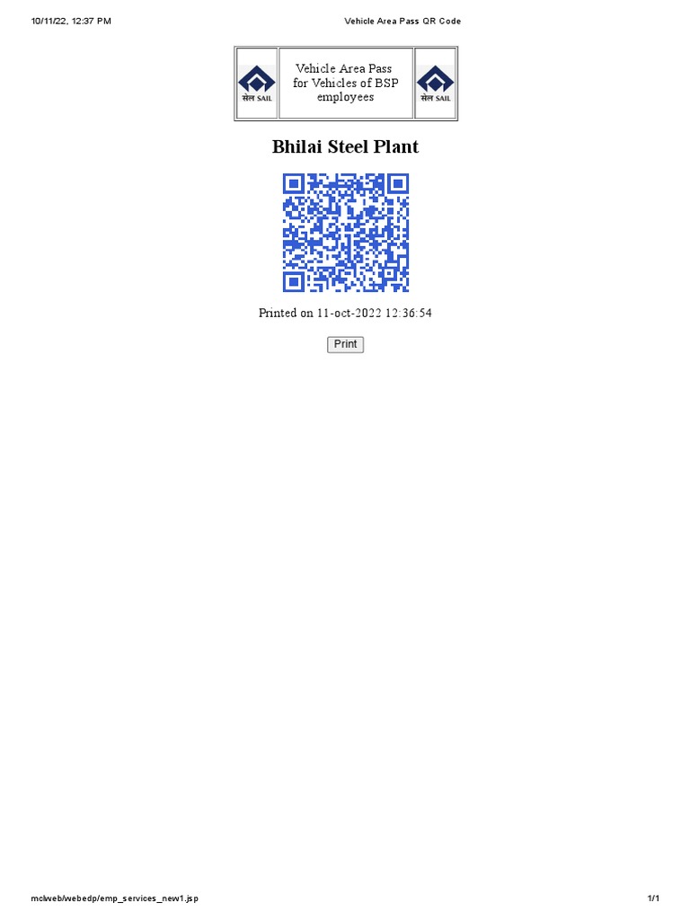 BSP Vehicle Area Pass QR Code | PDF