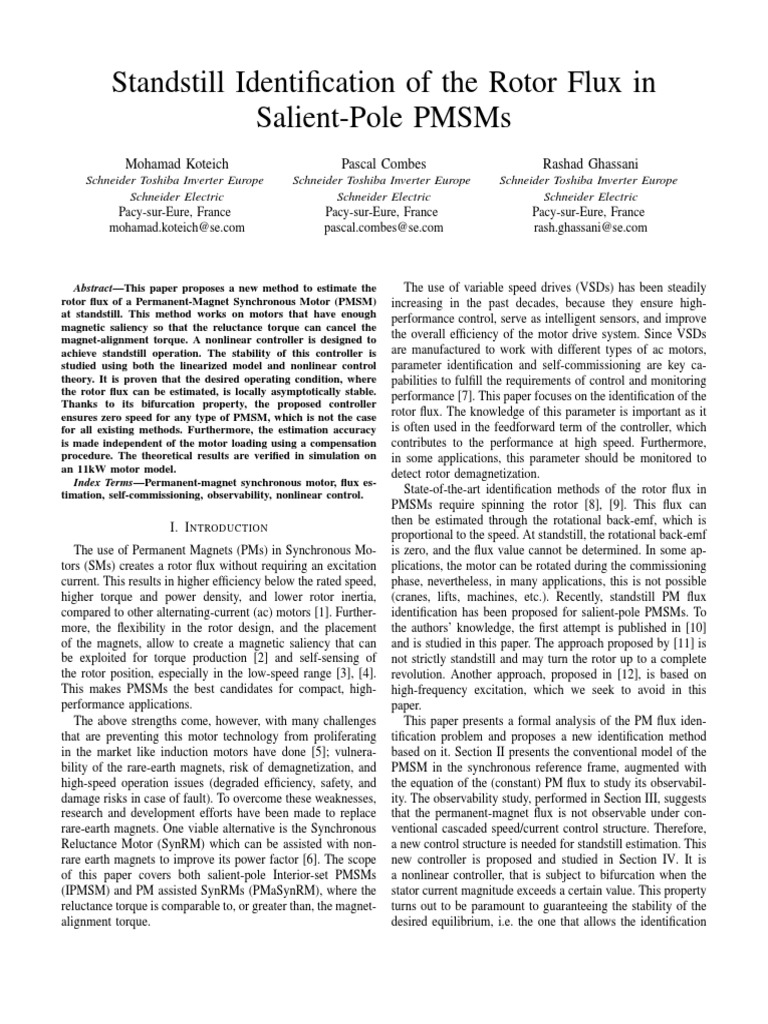 IECON22 Standstill Flux Estimation PDF Electric Motor Control Theory