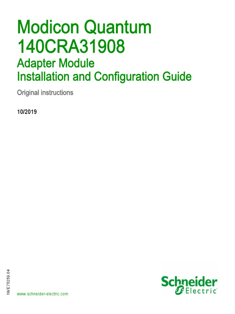 Modicon Quantum 140CRA31908 Adapter Module Installation and ...