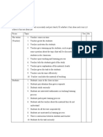 Teacher and Student Classroom Checklist