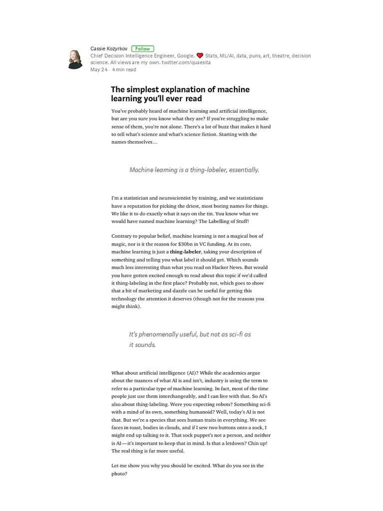 A simple definition of ml pdf artificial intelligence
