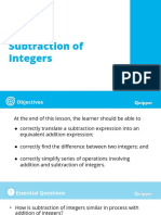 Subtraction of Integers