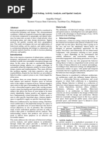 Behavioral Setting, Activity Analysis, and Spatial Analysis