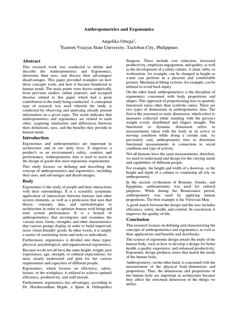 Anthropometrics and Ergonomics | PDF | Anthropometry | Human Factors ...