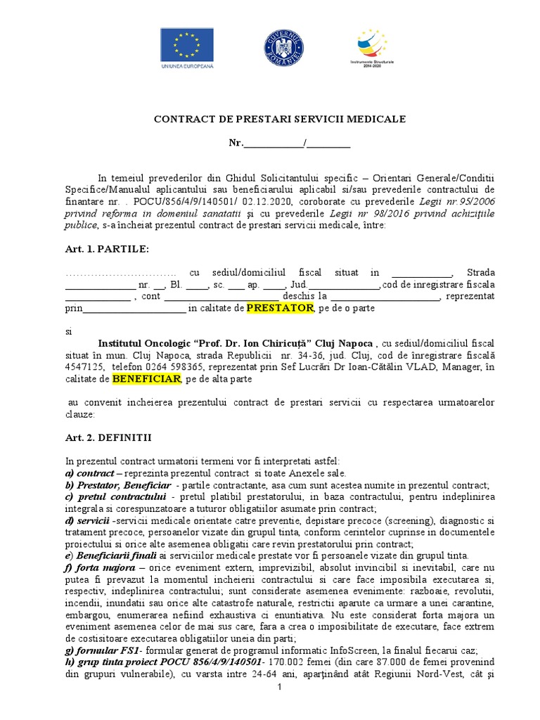 Anexa 6 Contract de Prestari Servicii Medicale | PDF