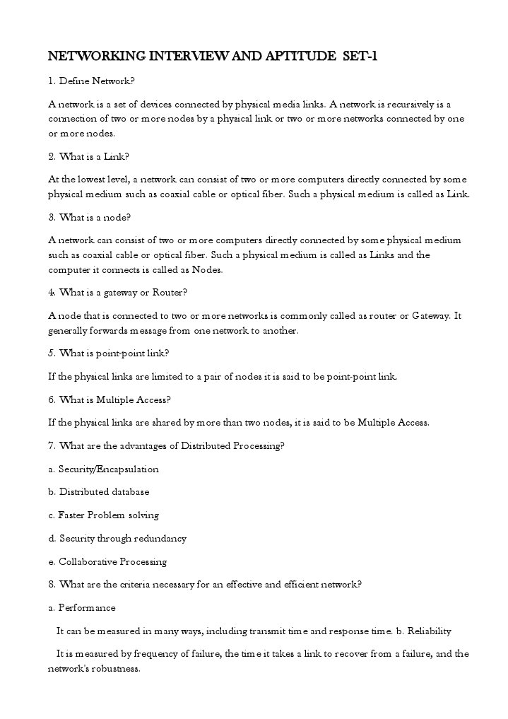 Networking Interview and Aptitude Set1 PDF Multiplexing Computer
