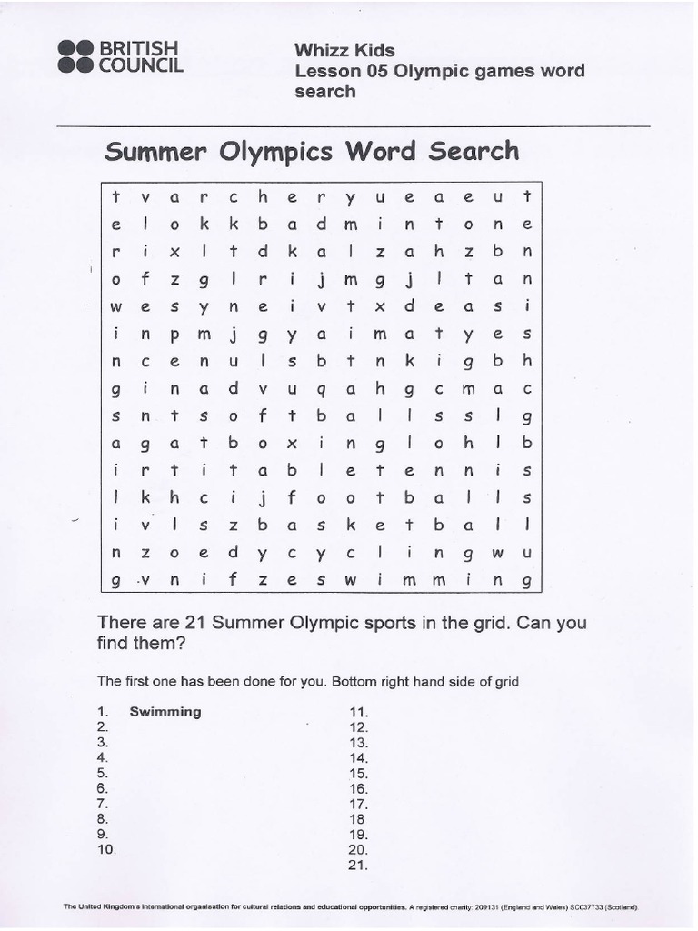 1 Olympic Word Search | PDF
