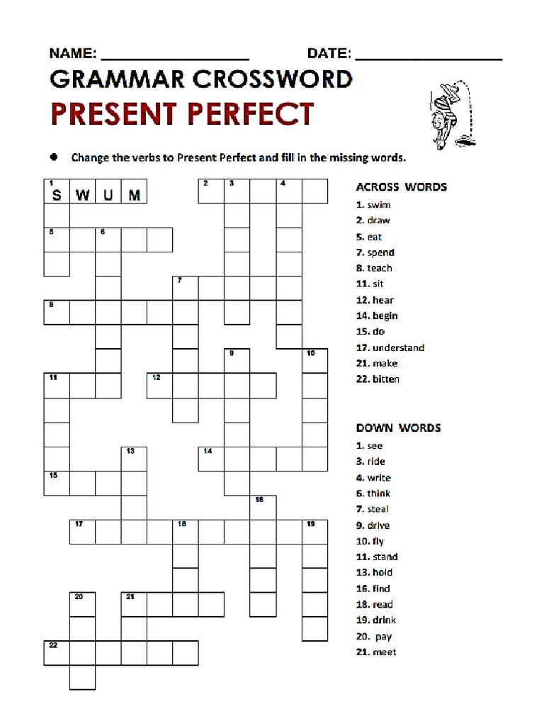 Present Perfect Crossword | PDF