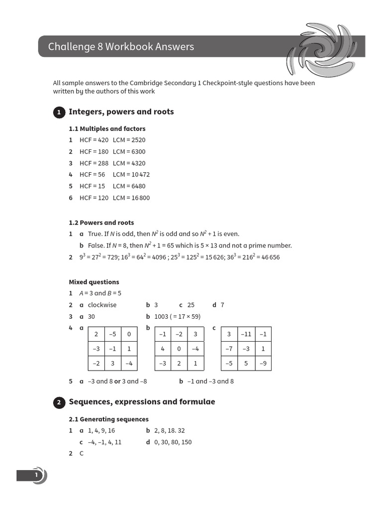 Cambridge Year 8 Maths Workbook Answers | PDF | Area | Circle