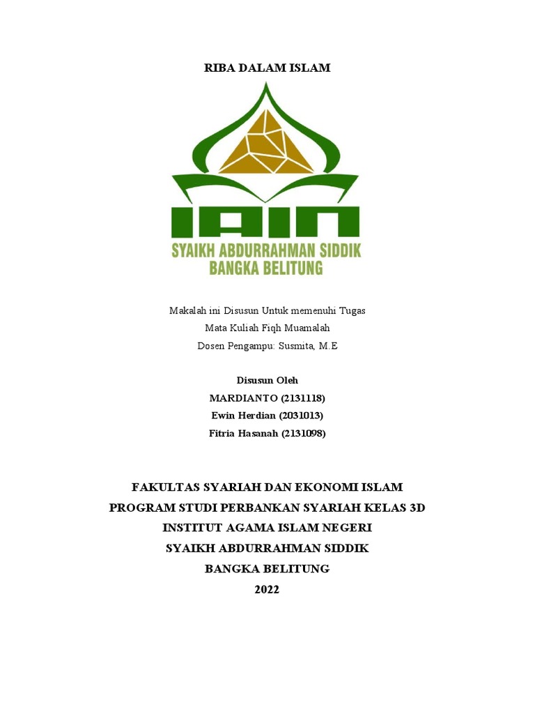 Riba dalam Ekonomi Islam: Hukum dan Dampak | PDF