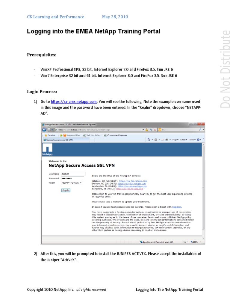 Logging Into The EMEA NetApp Training Portal PDF Login
