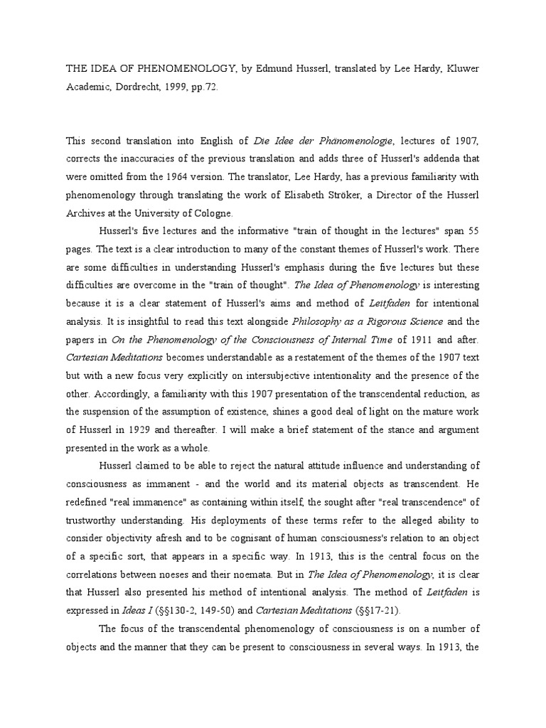 IDEAOFPH | Download Free PDF | Phenomenology (Philosophy) | Edmund Husserl