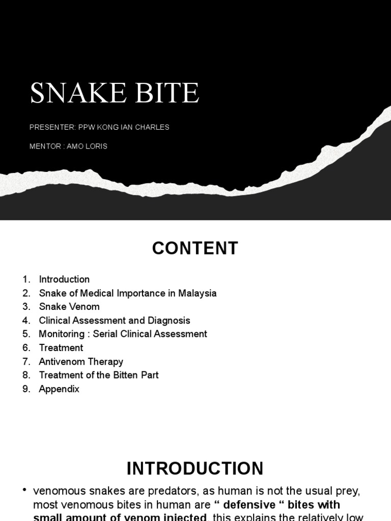 Snake Bite Management A Comprehensive Guide to the Clinical Assessment