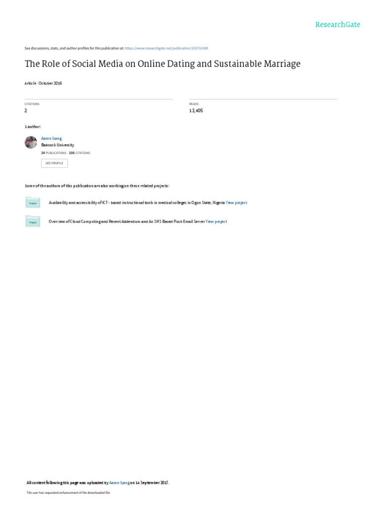 The Role of Social Media On Online Dating and Sustainable Marriage ...