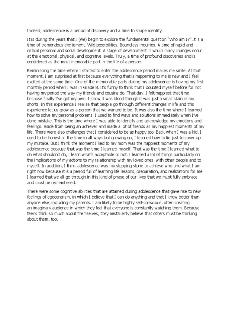 Adolescence Is A Period of Discovery and A Time To Shape Identity | PDF ...