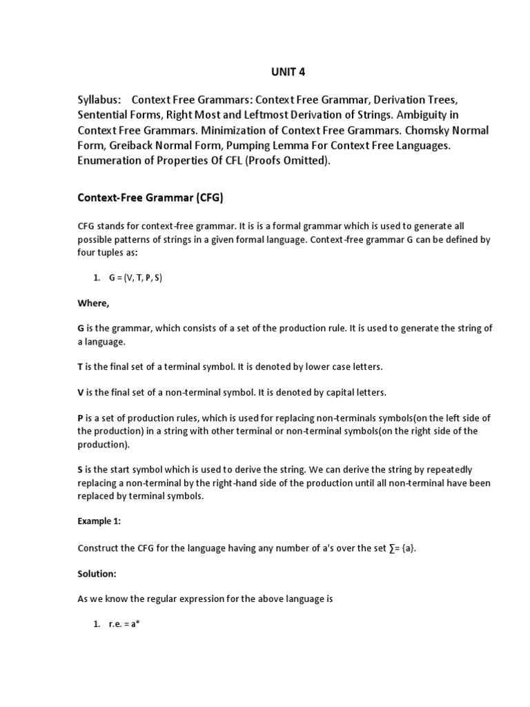 Toc 4 And 5 Unit Notes Pdf Linguistics Computer Programming