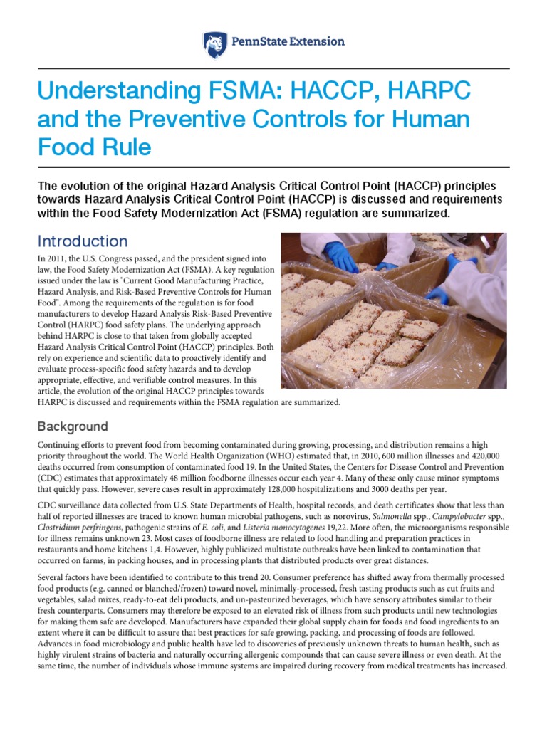 Understanding FSMA HACCP HARPC PDF Hazard Analysis And Critical Control Points Food Safety