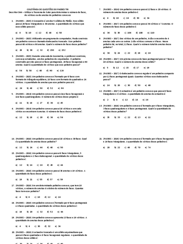 D44 - Utilizar o Teorema de Euler para Determinar o Número de