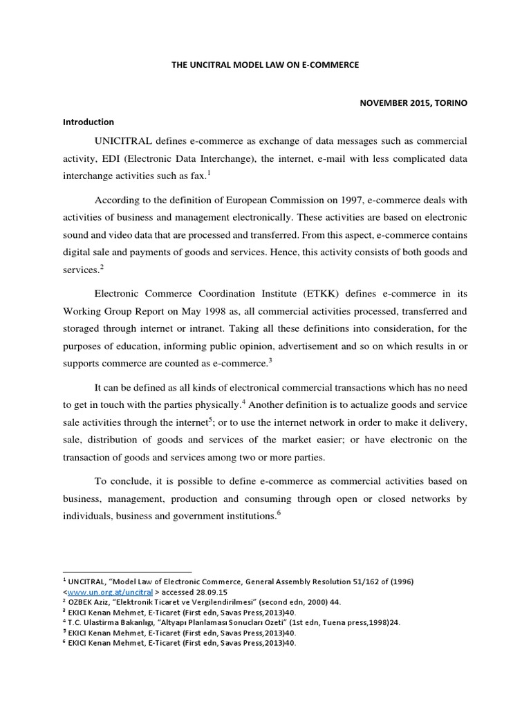UNCITRAL Model Law on E-Commerce Overview | PDF | E Commerce | Information