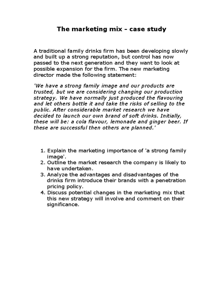 CASE STUDY - The Marketing Mix | PDF