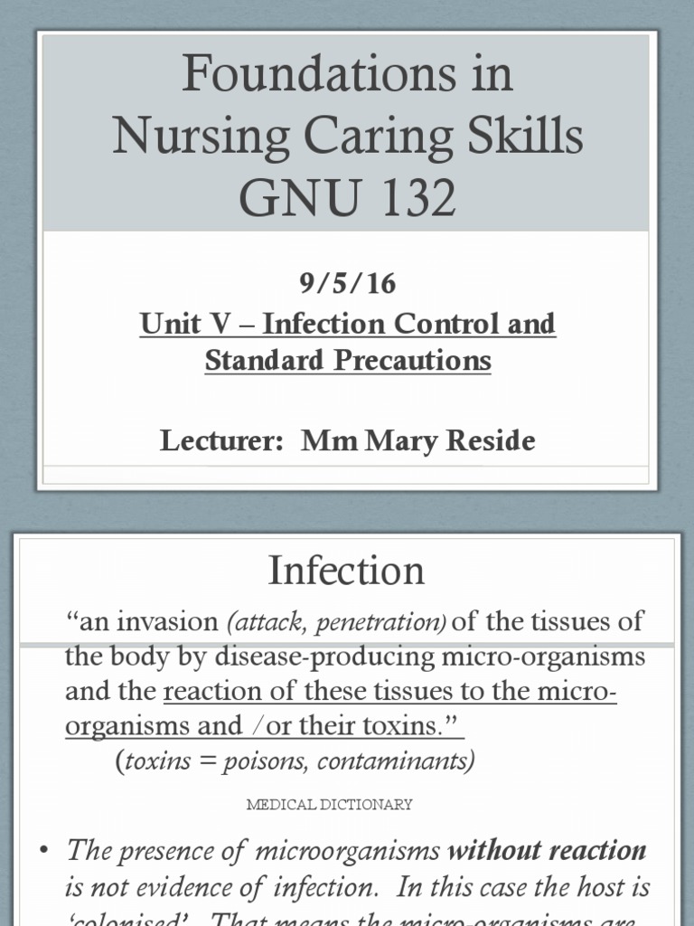 5.infection Control & Standard Precautions PDF Infection Immunology