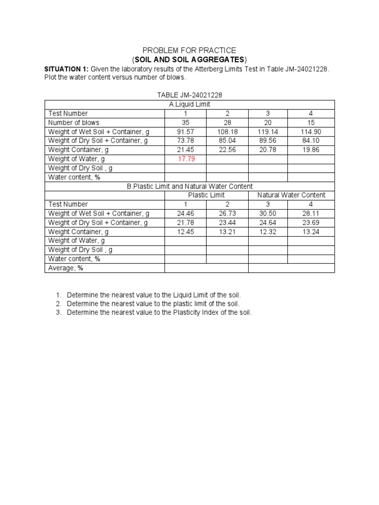 Problem For Practice (Soil and Soil Aggregates) | PDF
