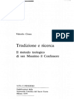 Tradizione e Ricerca. Il Metodo Teologico Di San Massimo Il Confessore (Vittorio Croce)