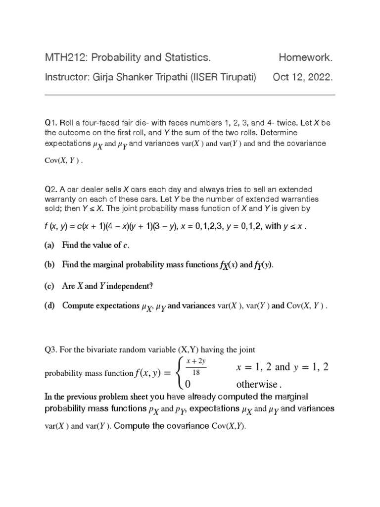 Tutorial 5 Pdf Variance Probability Density Function