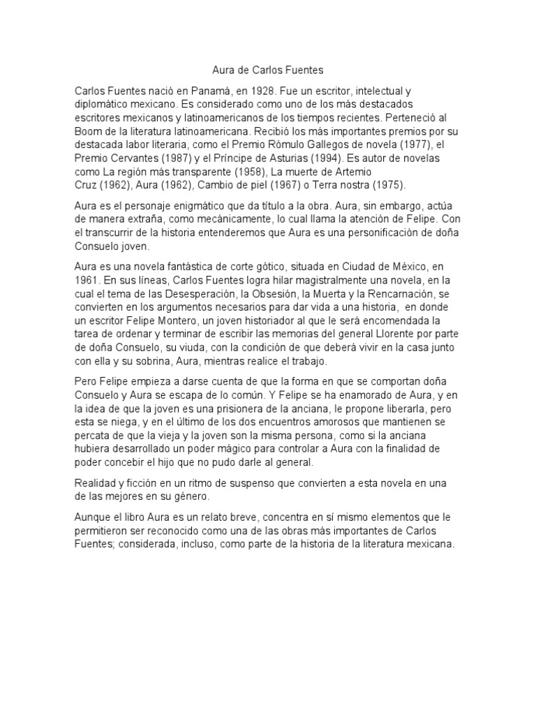Aura de Carlos Fuentes | PDF