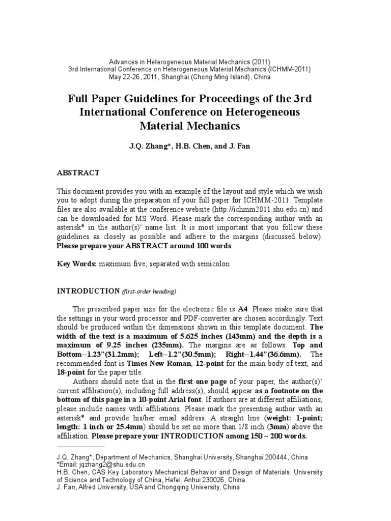 Full Paper Template ICHMM-2011 | PDF | Bracket | Portable Document Format